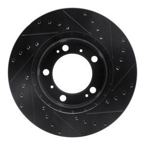 Porsche Boxster Brake Rotor (1) - Front Left - R1 Concepts - Drilled & Slotted - Black - `97-`04